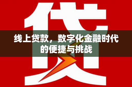 黄南线上贷款，数字化金融时代的便捷与挑战
