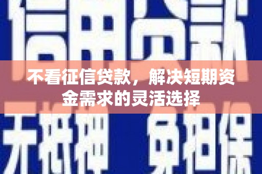 黄南不看征信贷款，解决短期资金需求的灵活选择