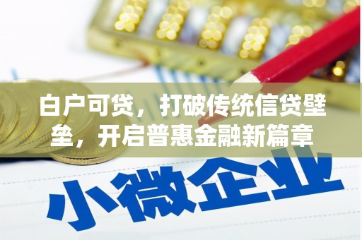 黄南白户可贷，打破传统信贷壁垒，开启普惠金融新篇章