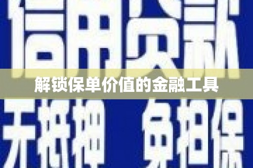 黄南解锁保单价值的金融工具
